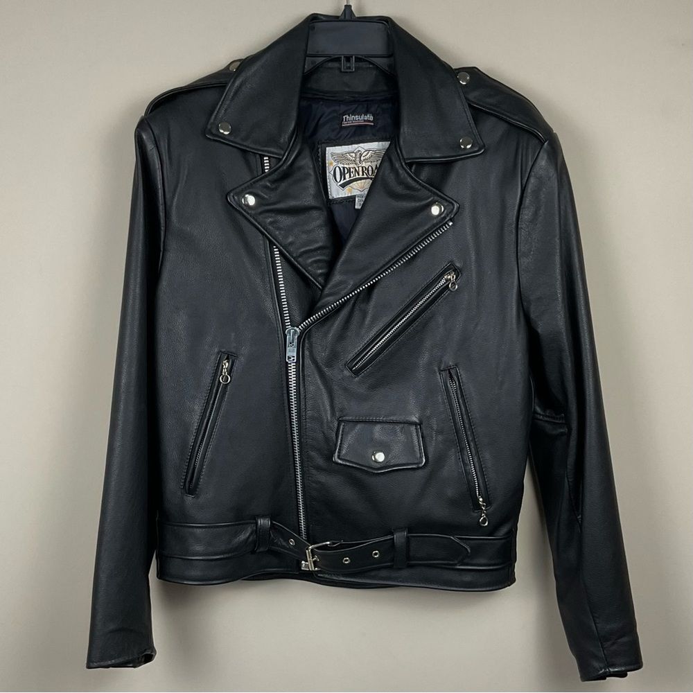 Ladies Leather Moto Jacket Open Road Sz 38 Motorcycle Zip Out Liner Insulated